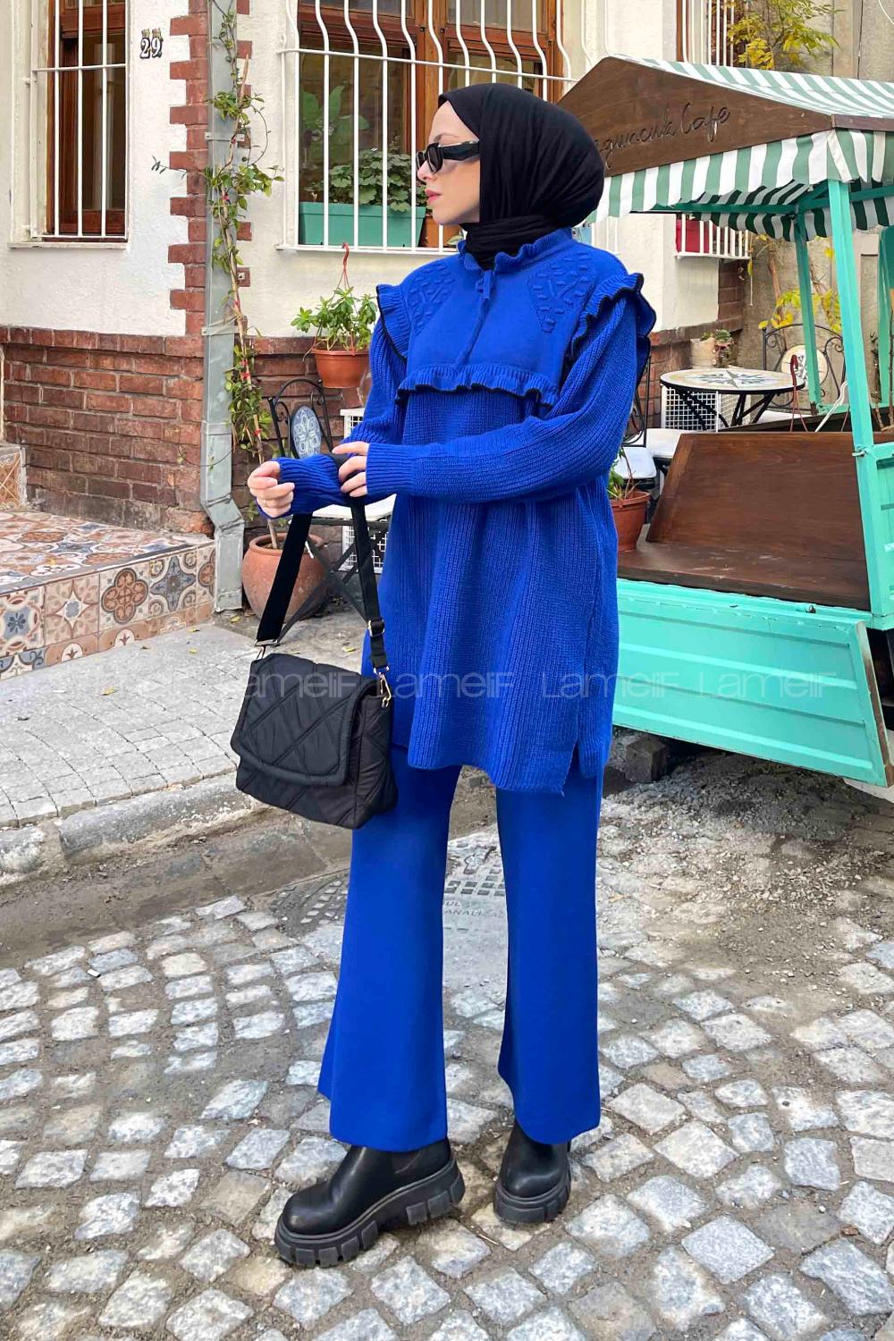 Saxe Mock Turtle Neck Long Arm Without Accessories Knitwear Regular Trousers Comfortable Suit