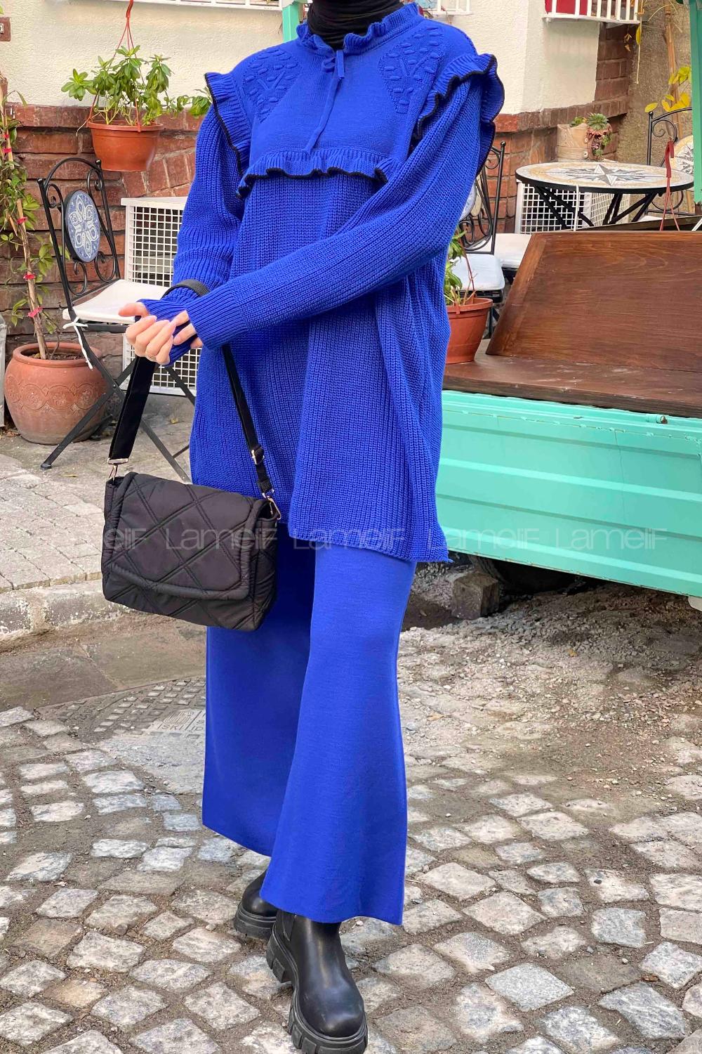 Saxe Mock Turtle Neck Long Arm Without Accessories Knitwear Regular Trousers Comfortable Suit