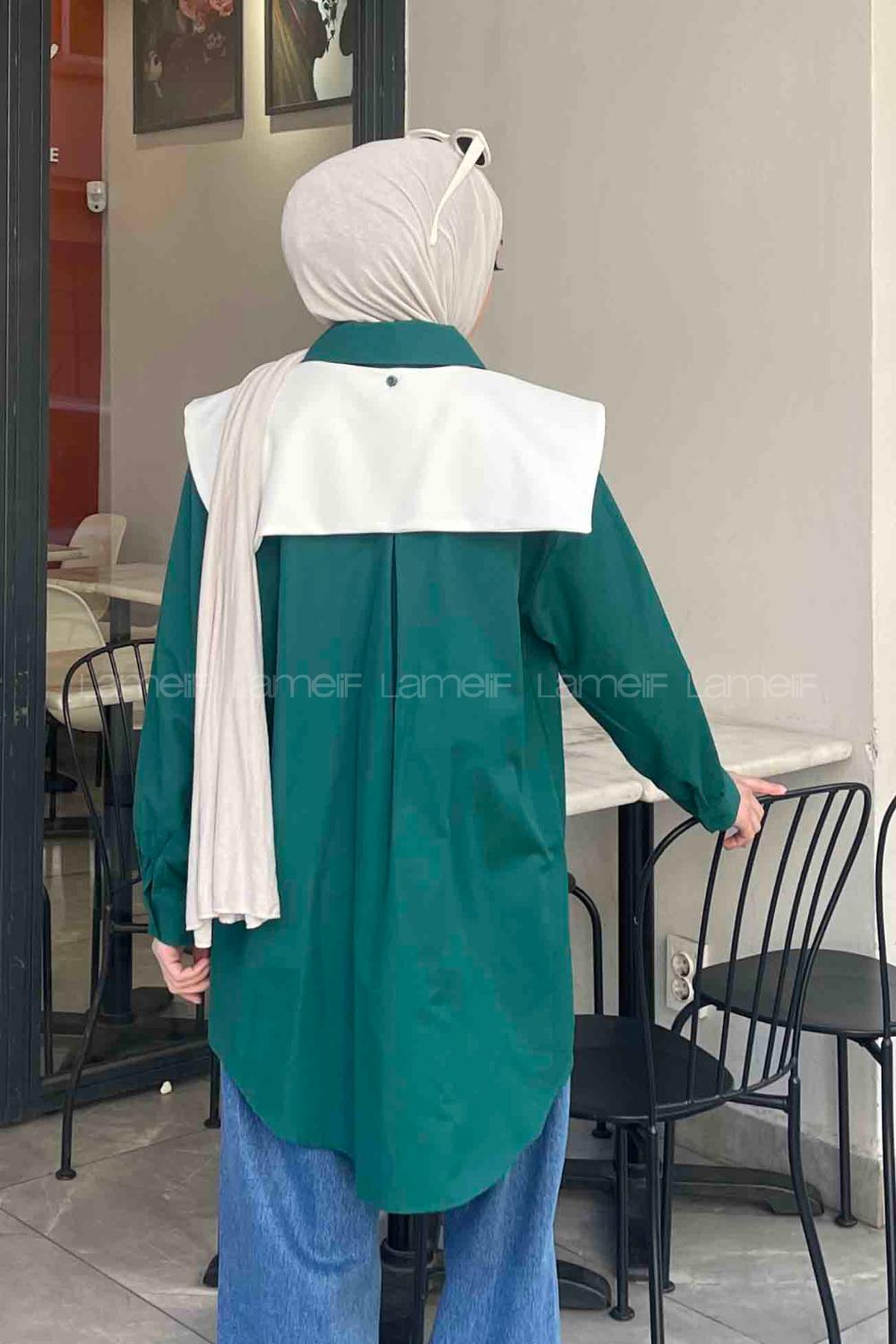 Lamelif Denizci Yaka Gömlek Zümrüt