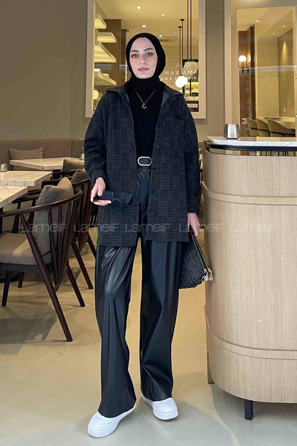 Lamelif Kareli Oduncu Gömlek Füme