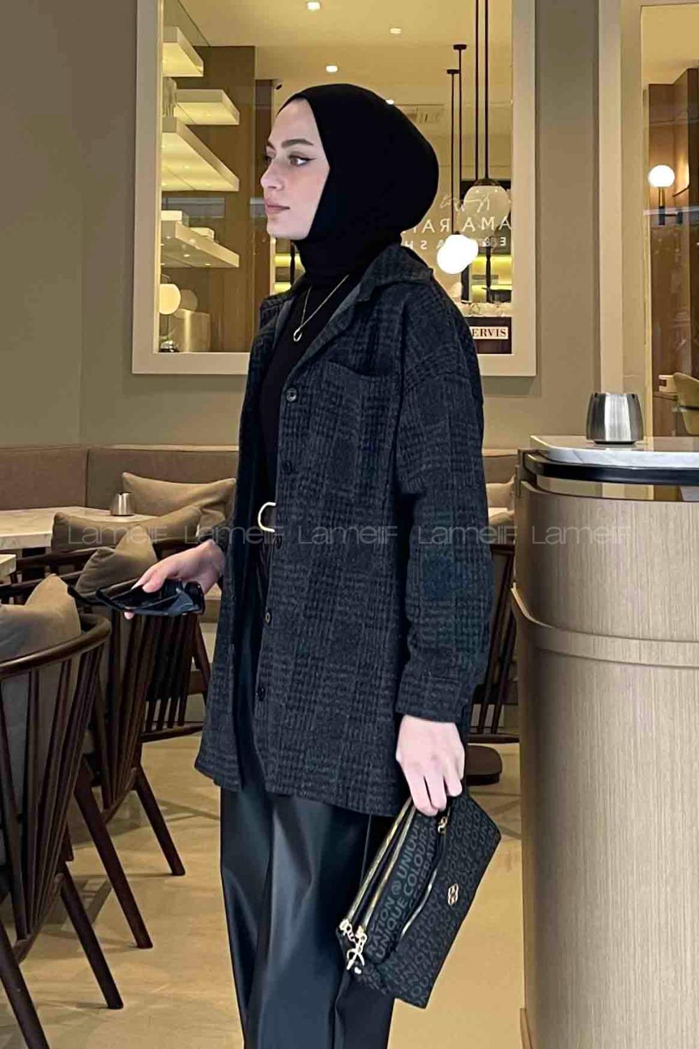 Lamelif Kareli Oduncu Gömlek Füme