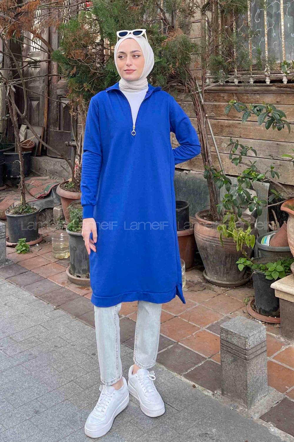 Saxe Choker Neck Combed Fabric Cotton Fabric Tunic