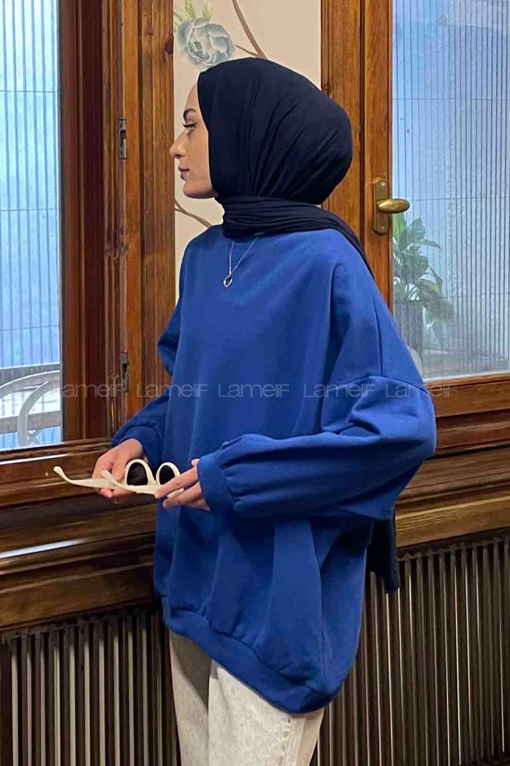 Saxe Hood Neck Balloon Sleeve Arm Printed Sweatshirt