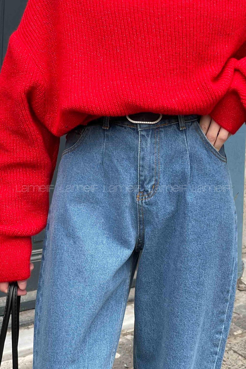 Lamelif Balon Model Bol Mom Jean Açık Mavi