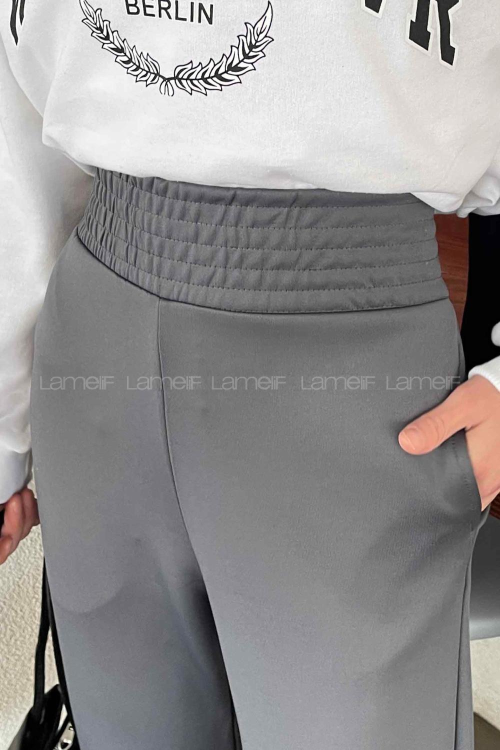 Anthracite Cotton High Waist Comfortable Pants