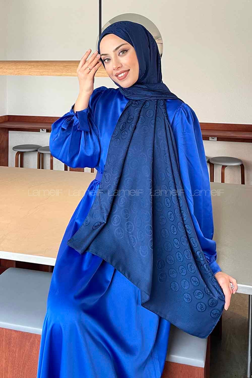 Light Navy Viscose Fabric Printed Shawl