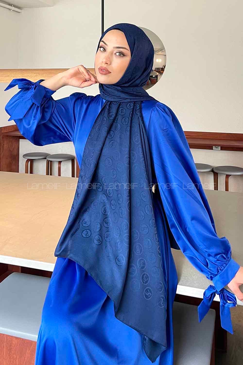 Light Navy Viscose Fabric Printed Shawl