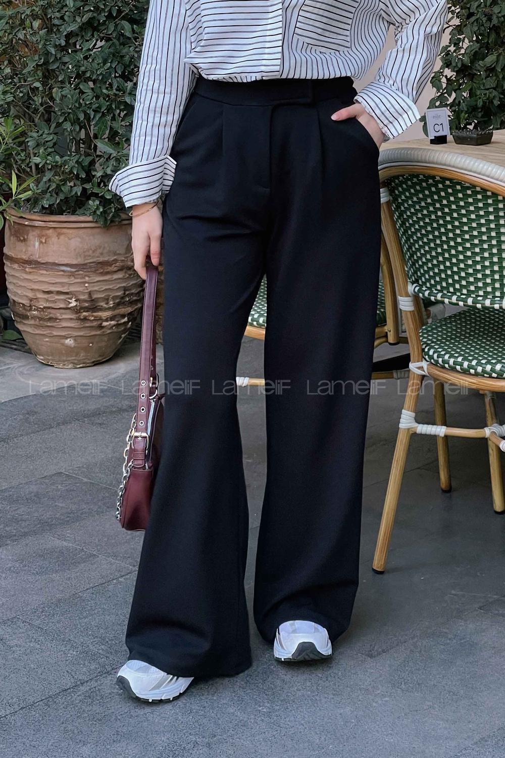 Black Crepe Fabric High Waist Comfortable Pants