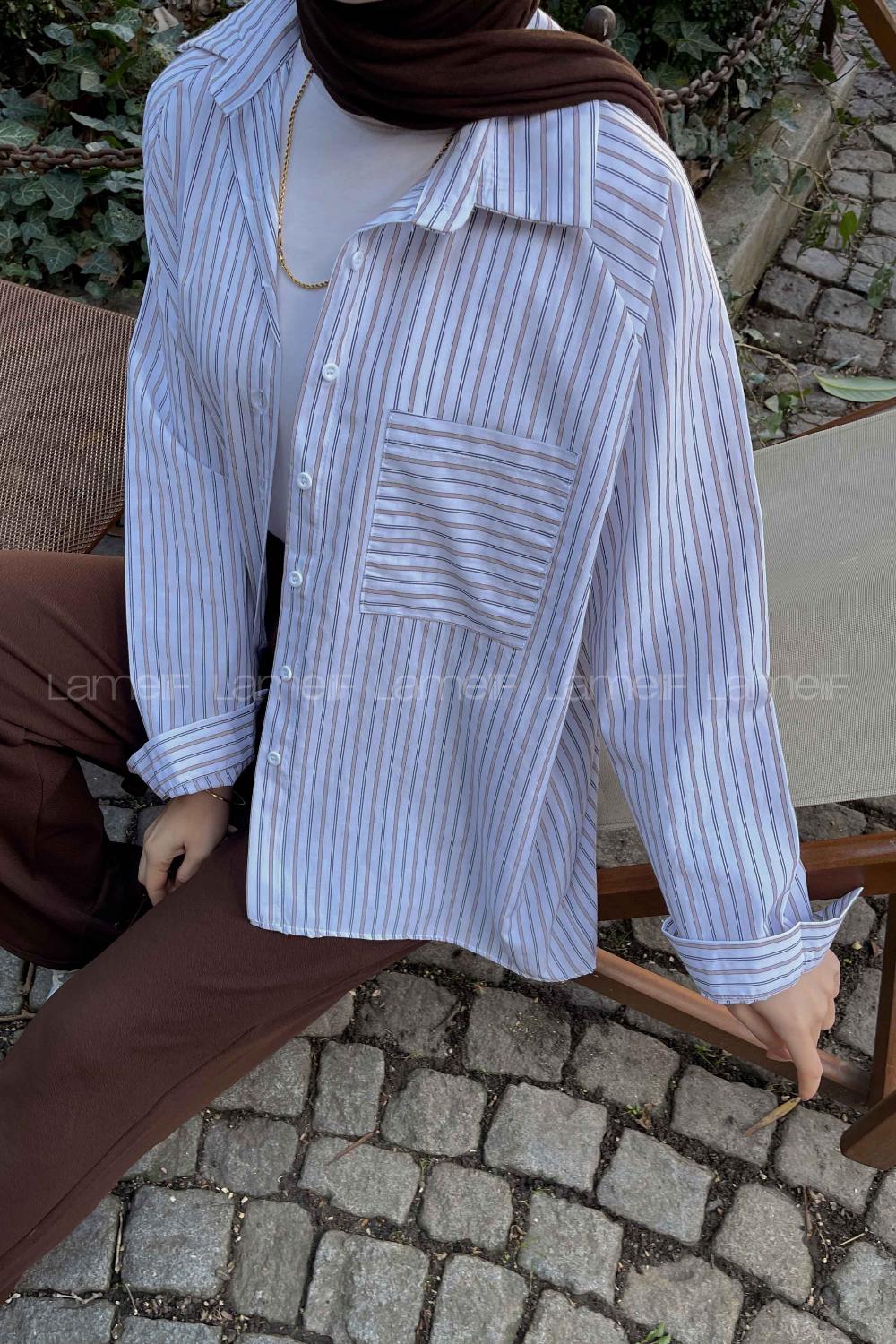 Mink White Shirt Collar Long Arm Viscose Fabric Unprinted Shirt