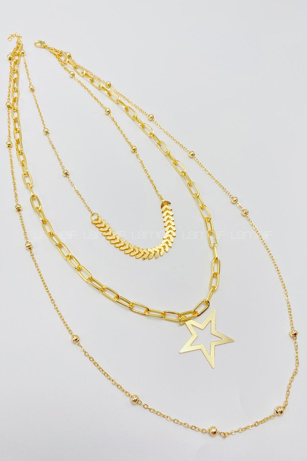 Lamelif 3Lü Kombin Yıldız Detaylı Set Kolye