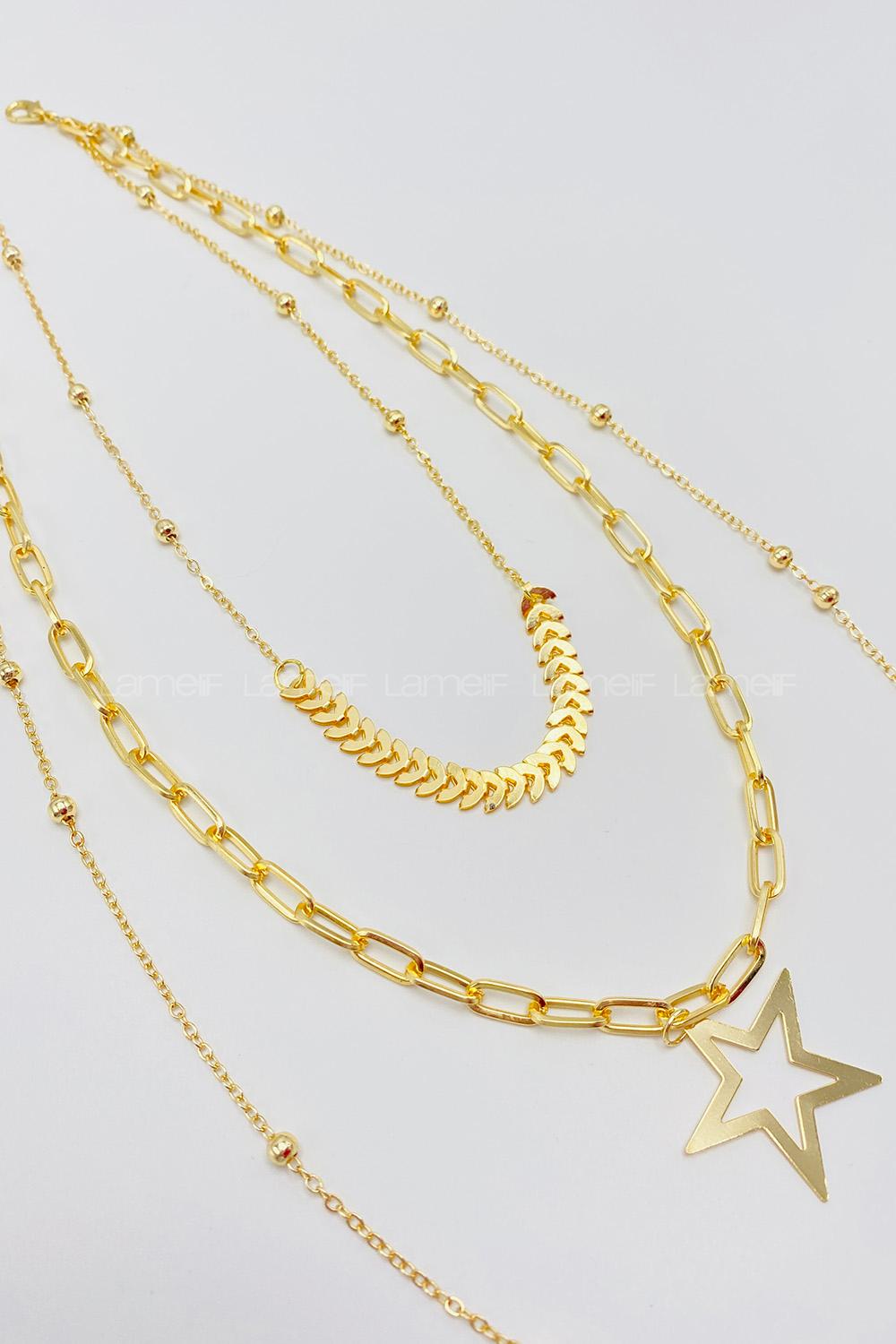 Lamelif 3Lü Kombin Yıldız Detaylı Set Kolye