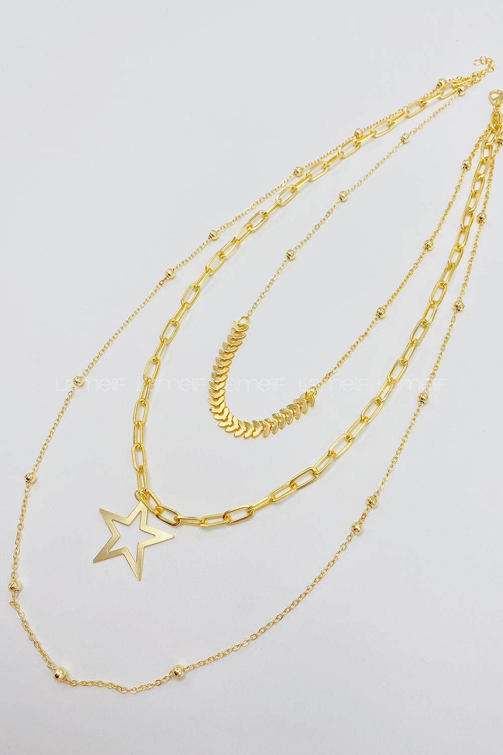Lamelif 3Lü Kombin Yıldız Detaylı Set Kolye