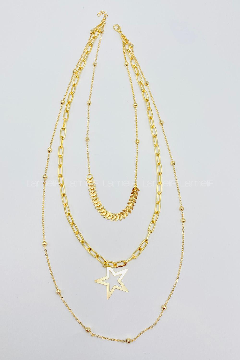 Lamelif 3Lü Kombin Yıldız Detaylı Set Kolye
