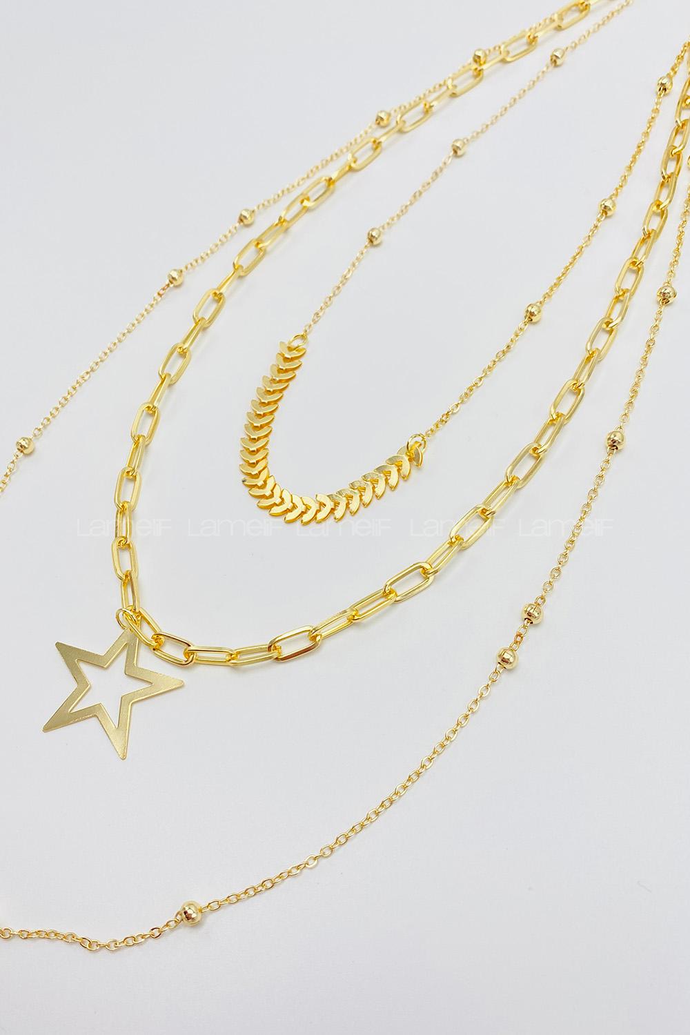 Lamelif 3Lü Kombin Yıldız Detaylı Set Kolye