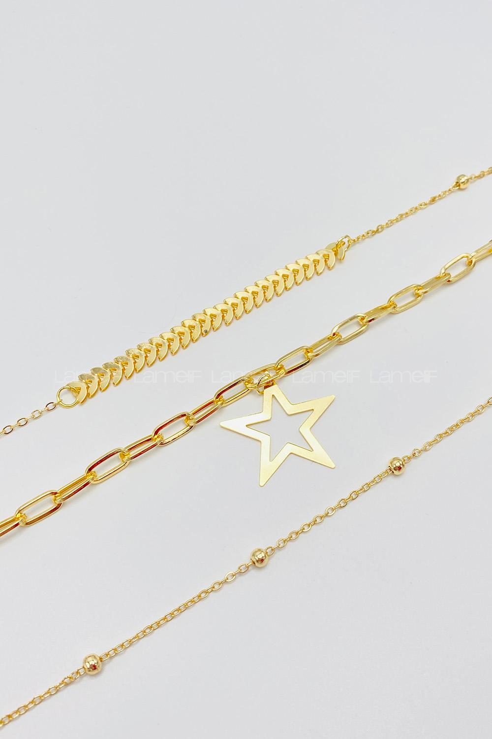 Lamelif 3Lü Kombin Yıldız Detaylı Set Kolye