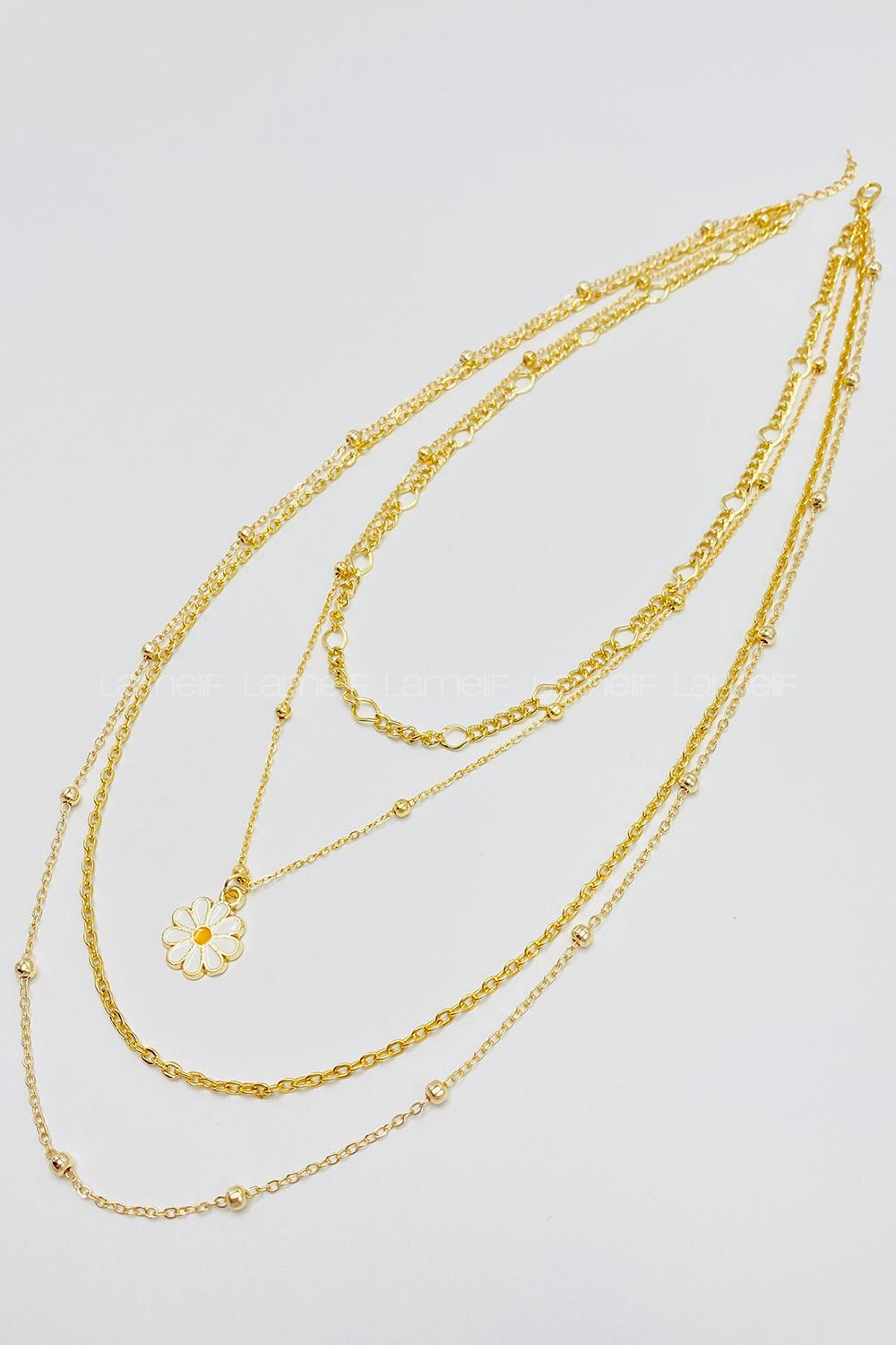 Lamelif 4Lü Kombin Papatya Detaylı Set Kolye