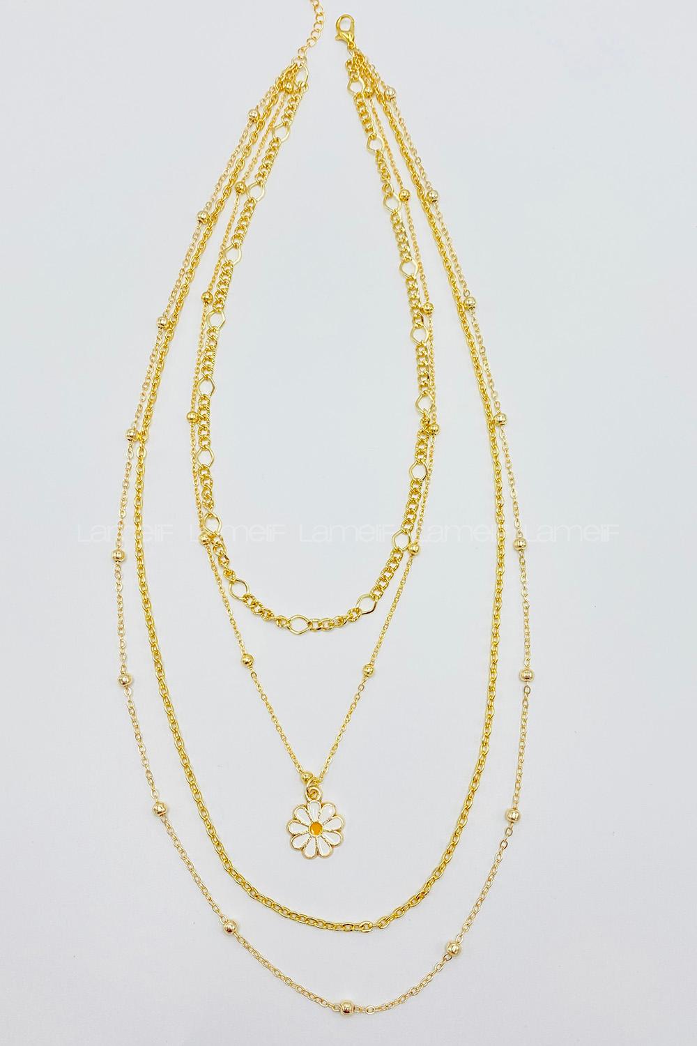 Lamelif 4Lü Kombin Papatya Detaylı Set Kolye