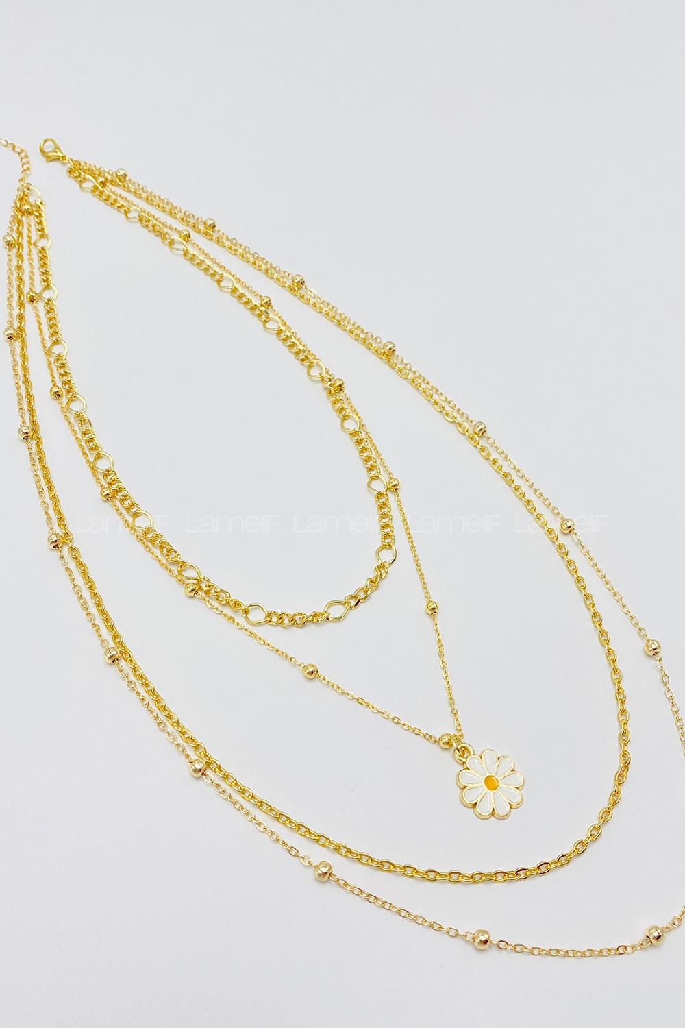 Lamelif 4Lü Kombin Papatya Detaylı Set Kolye