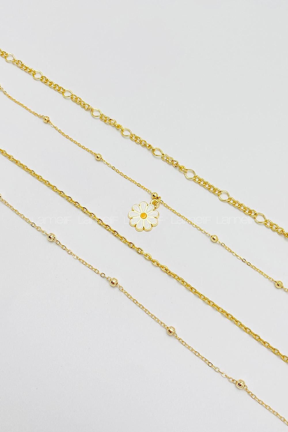 Lamelif 4Lü Kombin Papatya Detaylı Set Kolye