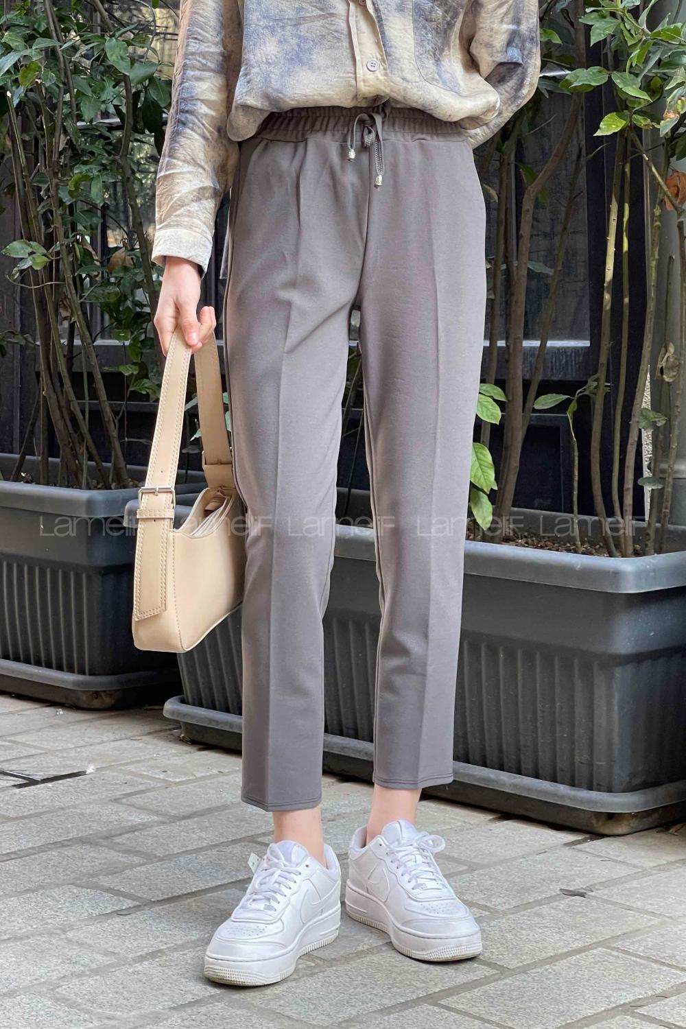 Smoked Crepe Fabric Elastic Waist Material Pants