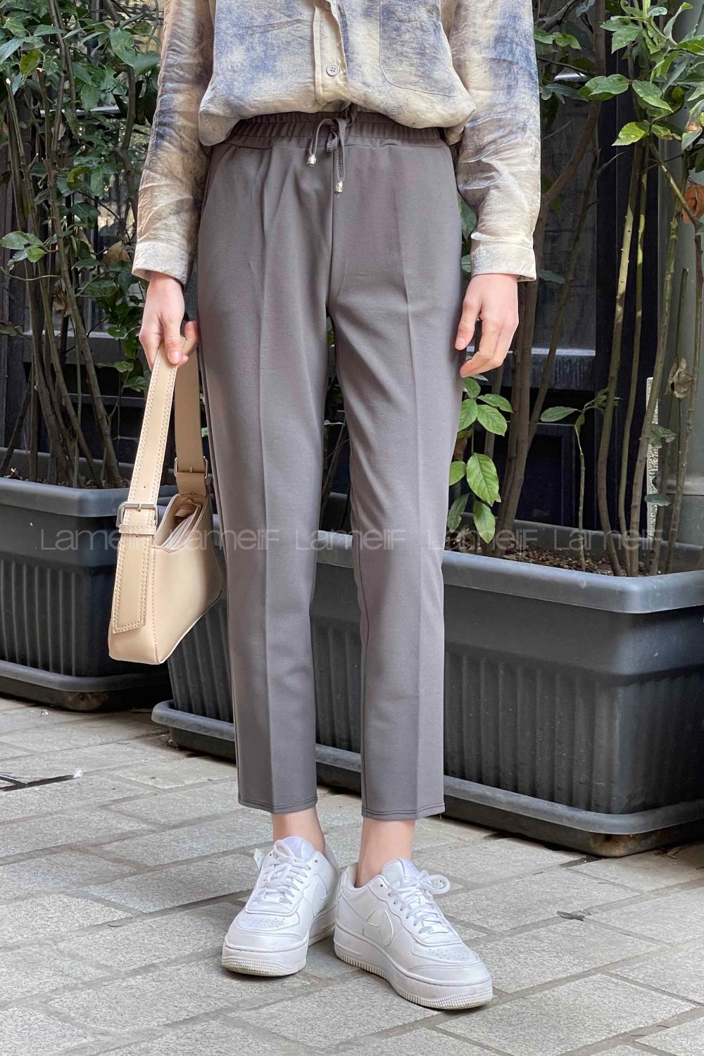 Smoked Crepe Fabric Elastic Waist Material Pants