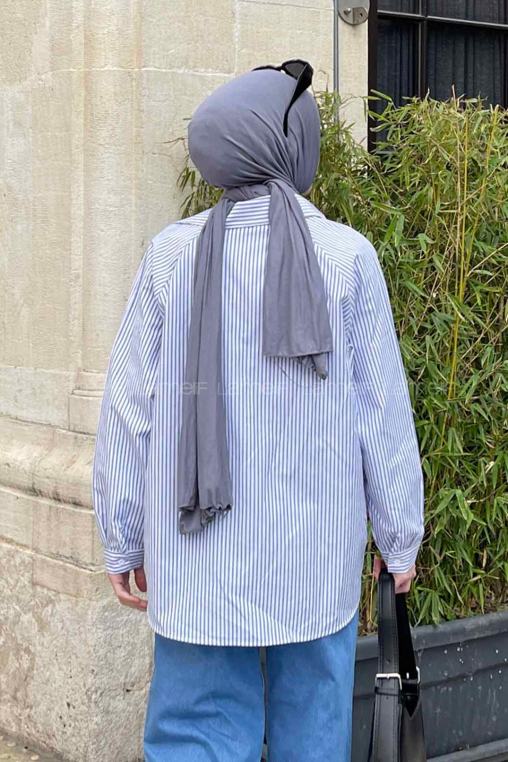 Light Blue Shirt Collar Long Arm Viscose Fabric Unprinted Shirt