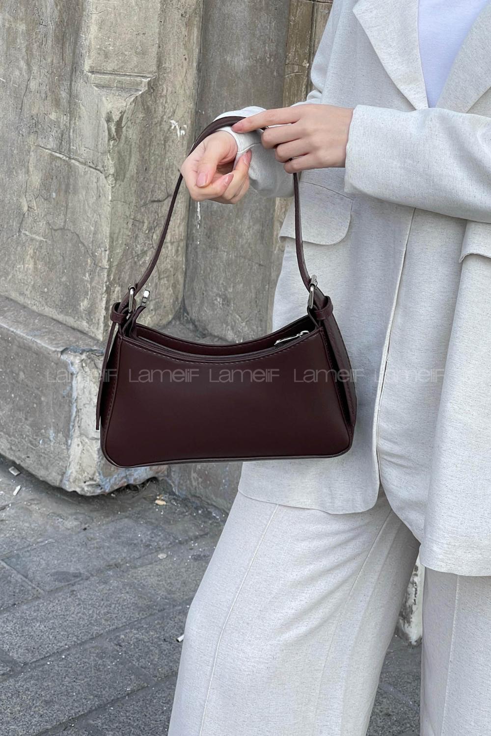 Lamelif Distressed Kol Çantası Kadın Acı Kahve