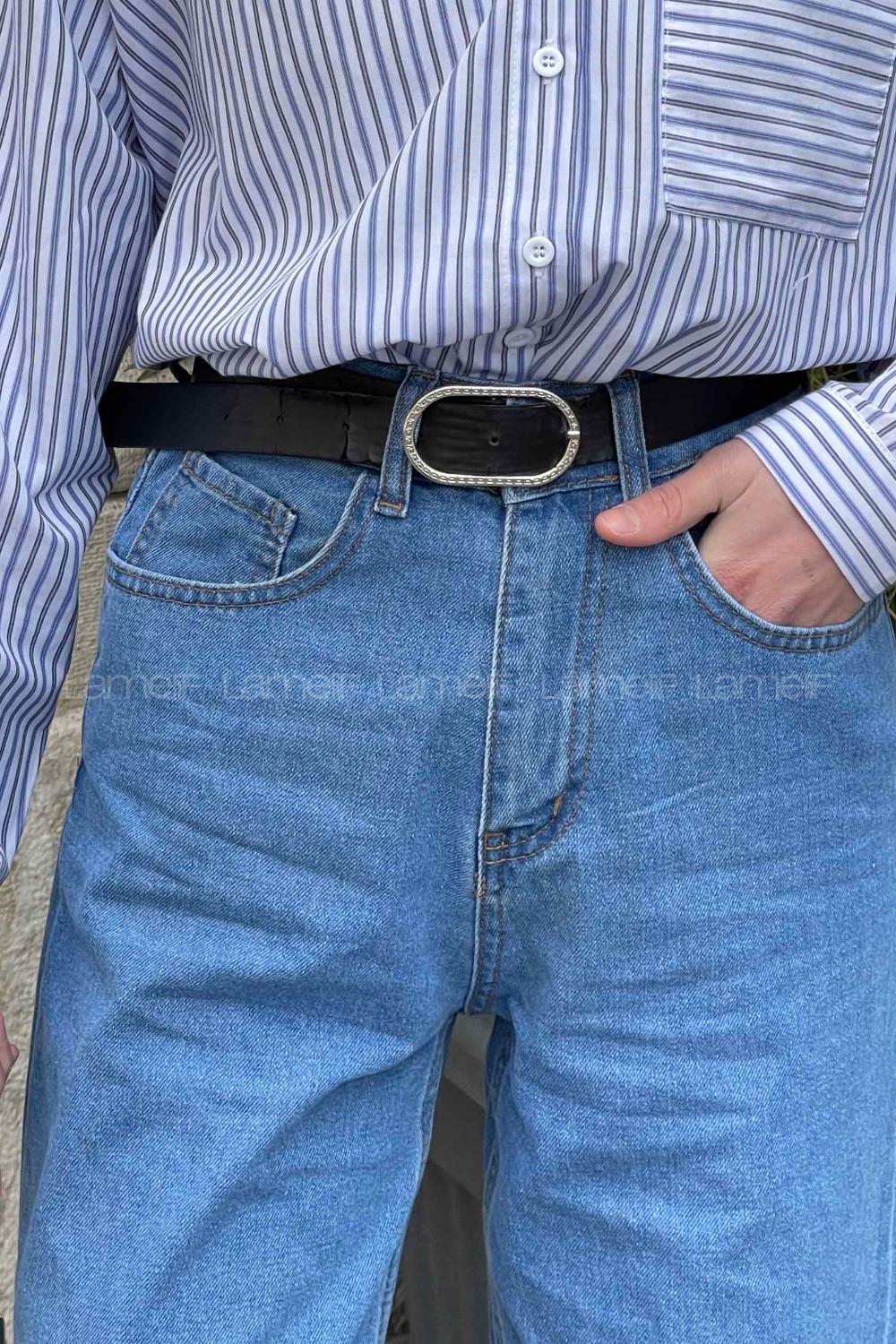 Lamelif  Paça Kesik Midi Boy Pantolon Açık Mavi