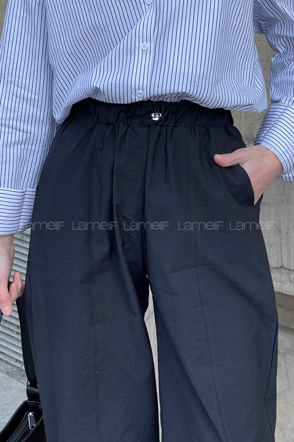 Lamelif Paraşüt Pantolon Siyah