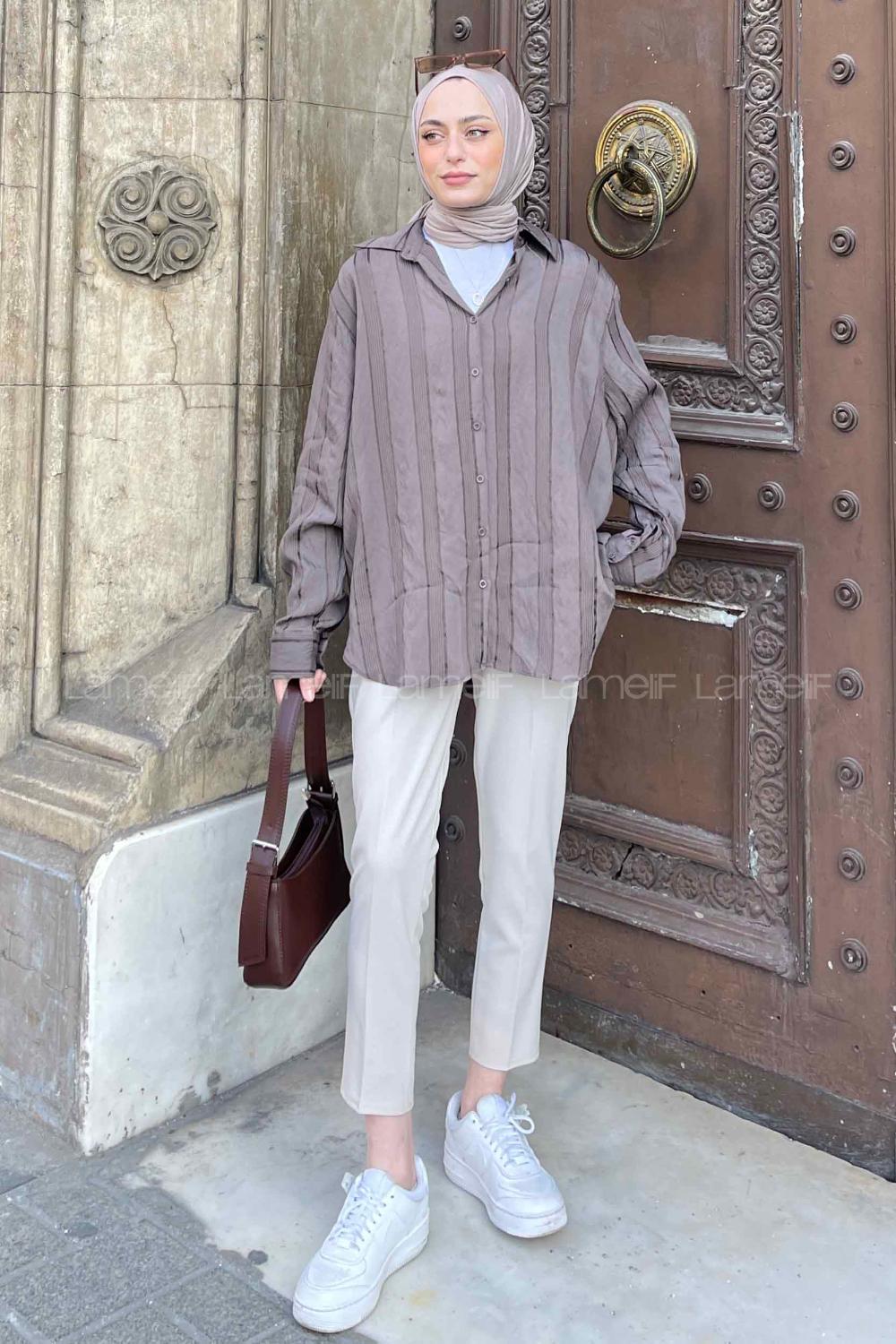 Mink Shirt Collar Long Arm Viscose Fabric Shirt