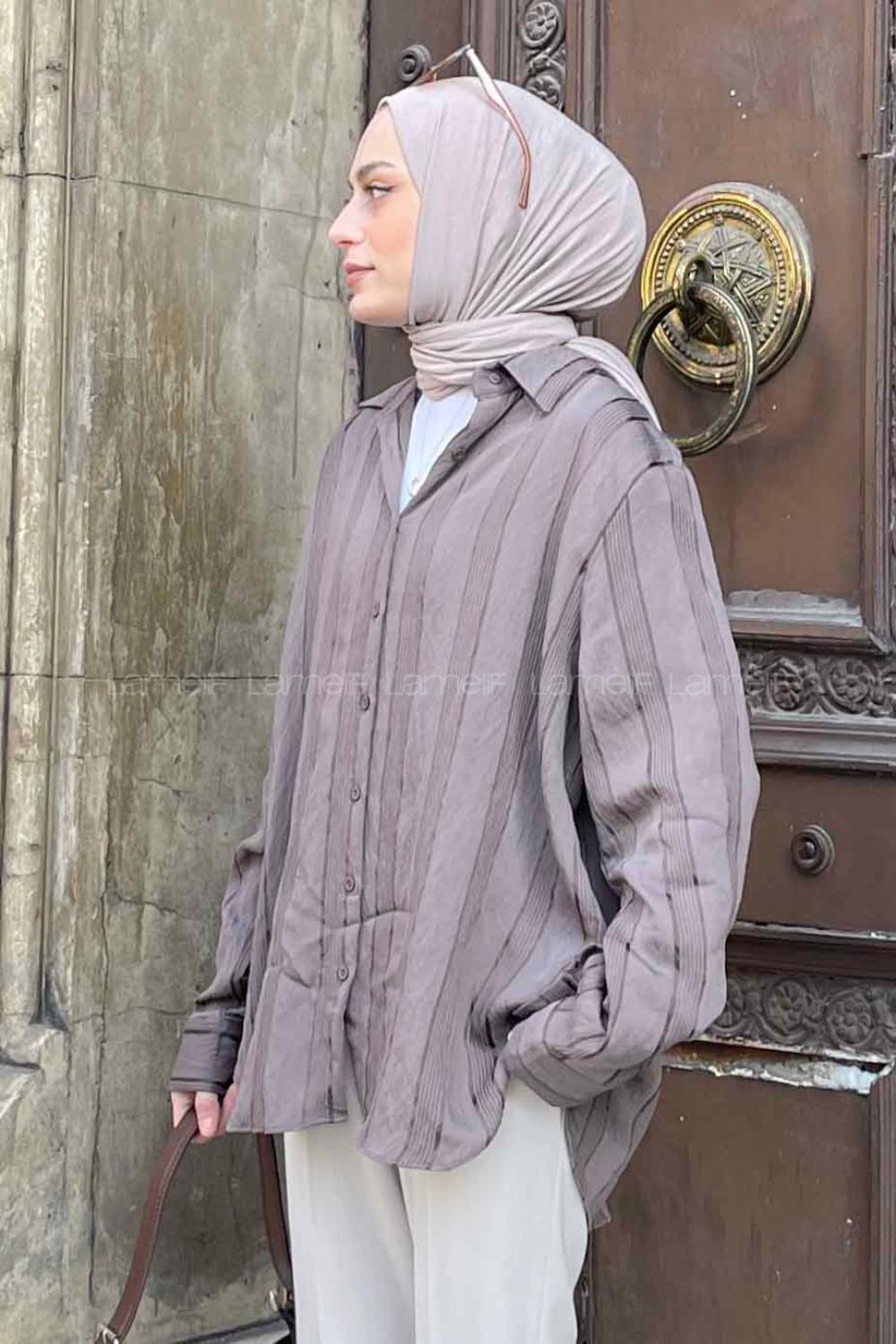 Mink Shirt Collar Long Arm Viscose Fabric Shirt