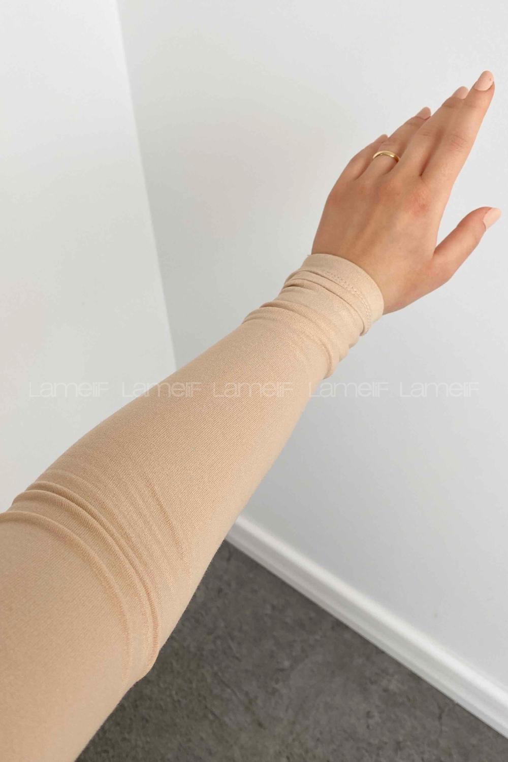 Lamelif Yarım Balıkçı Yaka Penye Body Krem