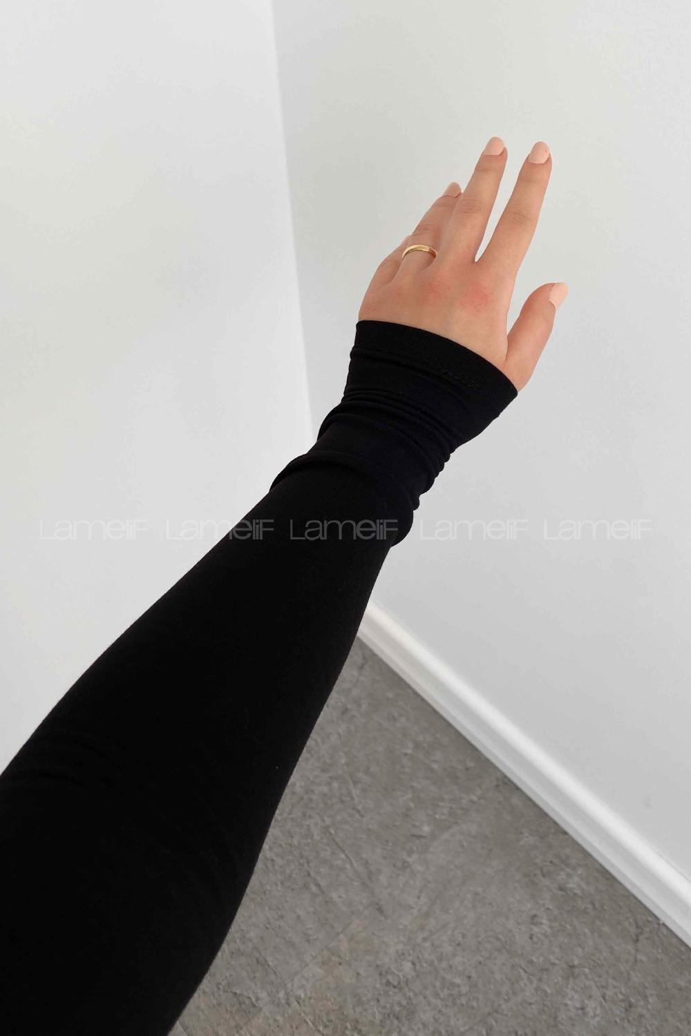 Black Mock Turtle Neck Long Arm Cotton Body