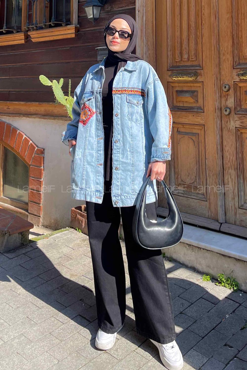 Blue Shirt Collar Long Arm Cotton Jacket