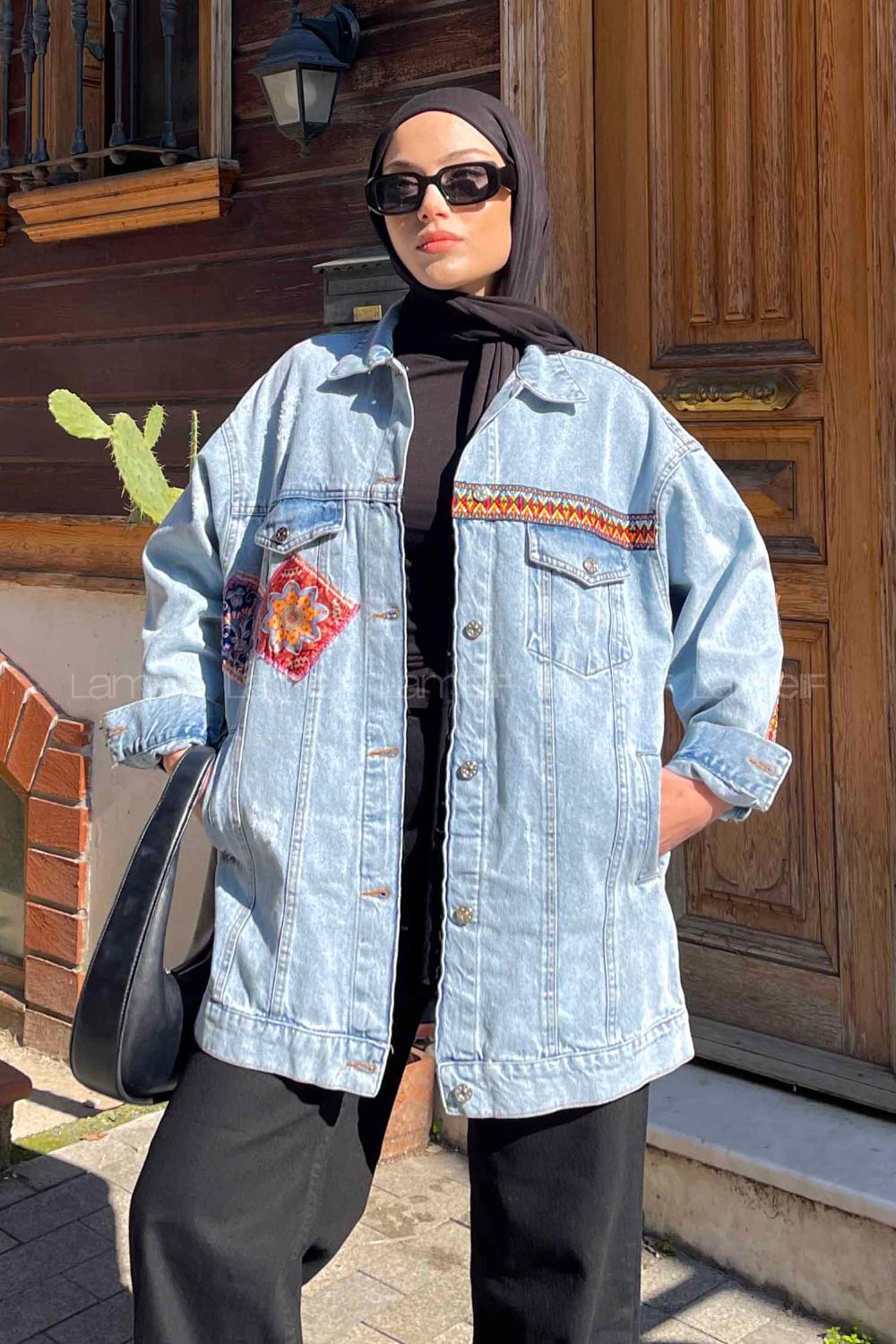 Blue Shirt Collar Long Arm Cotton Jacket