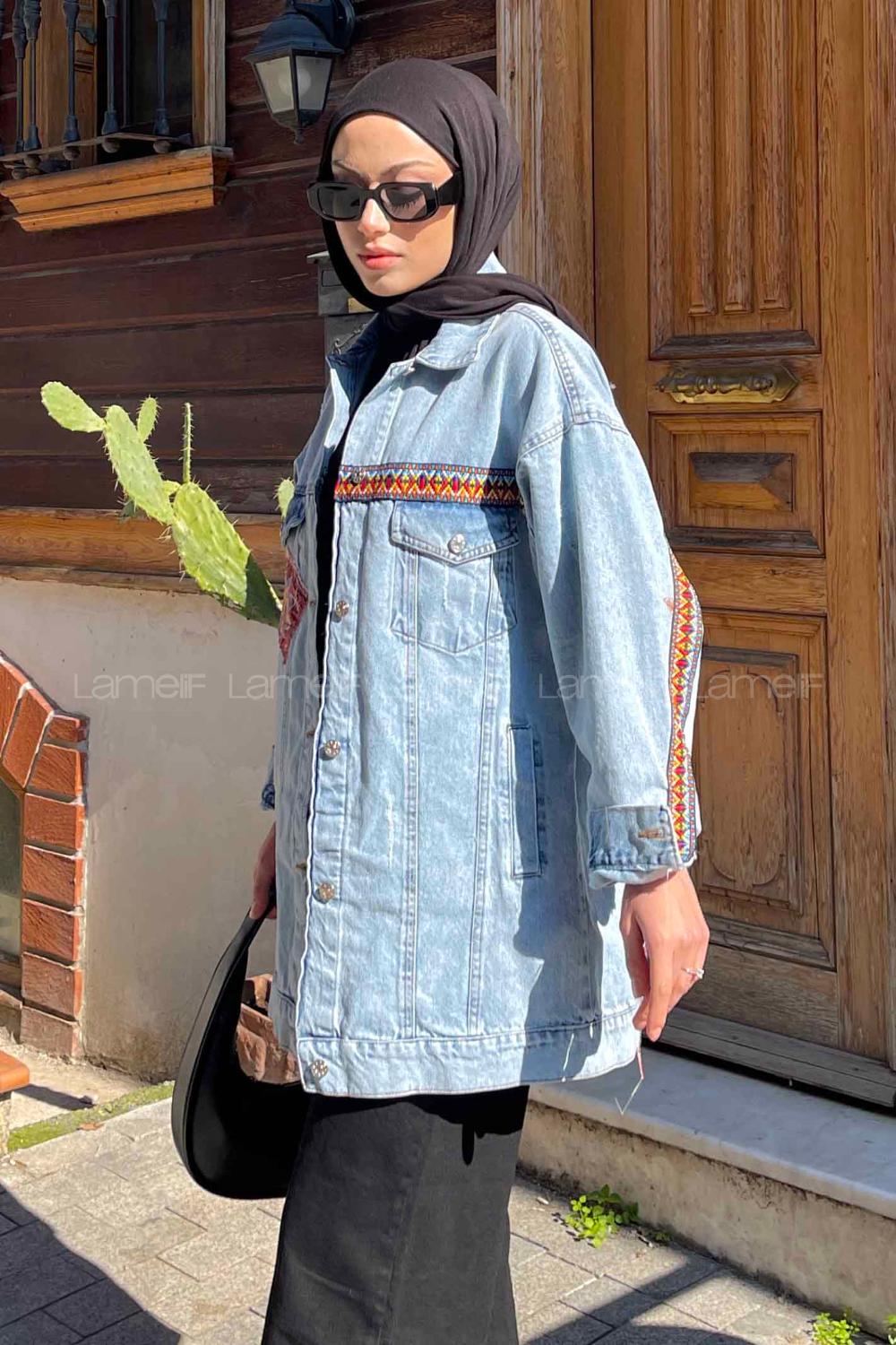 Blue Shirt Collar Long Arm Cotton Jacket