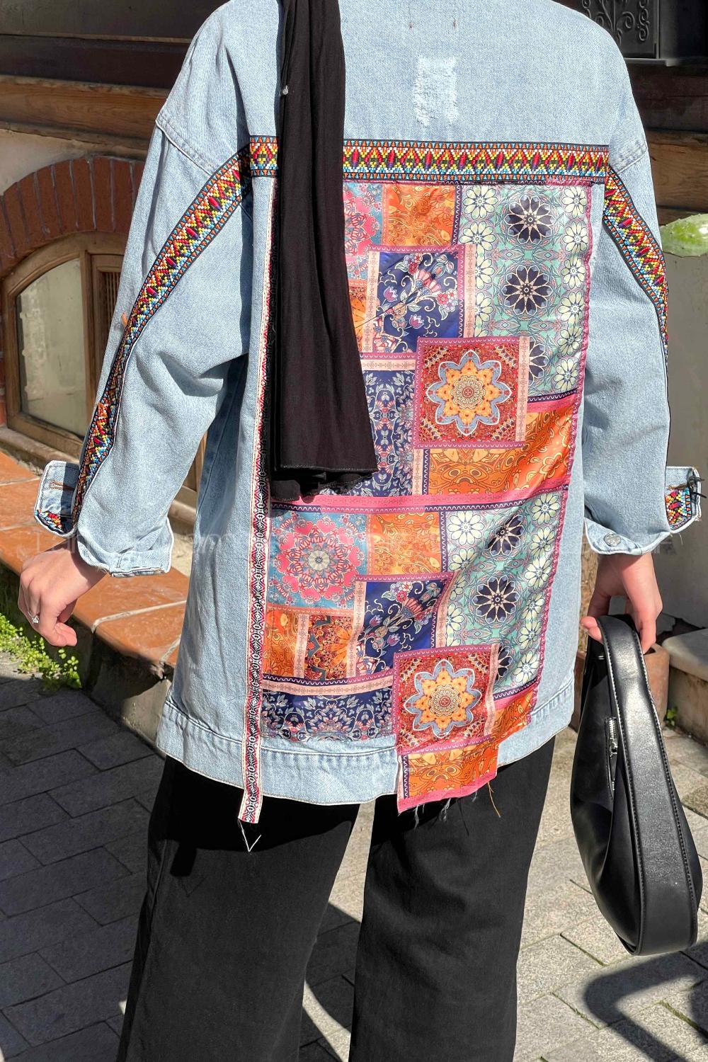 Blue Shirt Collar Long Arm Cotton Jacket