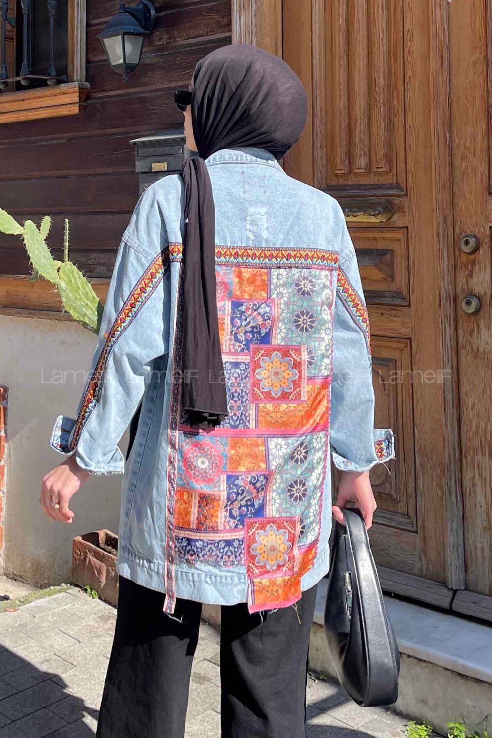 Blue Shirt Collar Long Arm Cotton Jacket