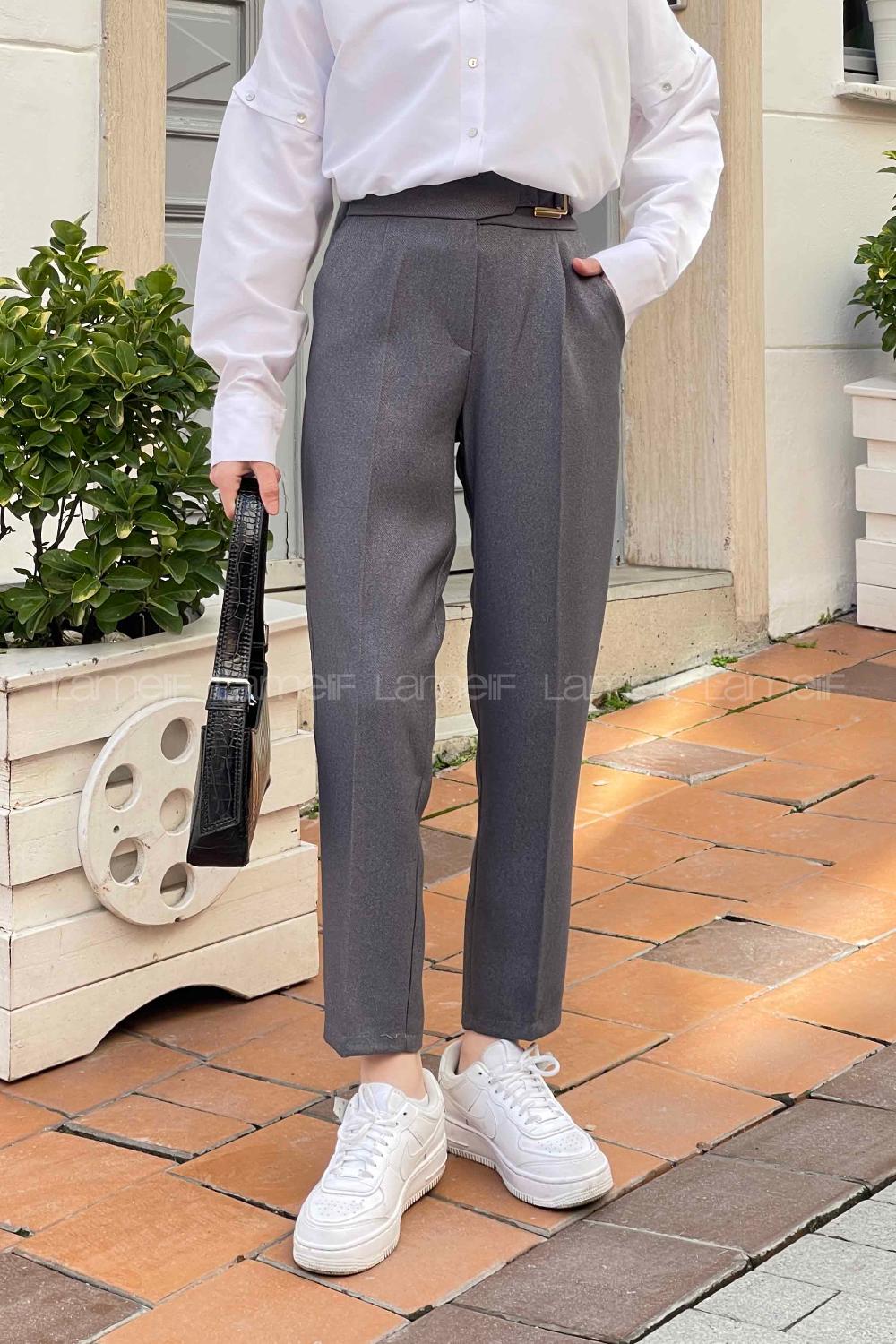 Smoked Cotton Fabric High Waist Comfortable Pants