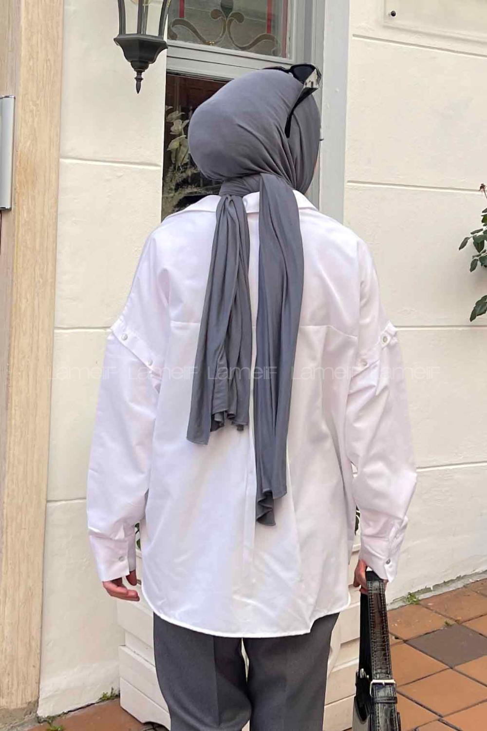 White Shirt Collar Long Arm Viscose Fabric Shirt