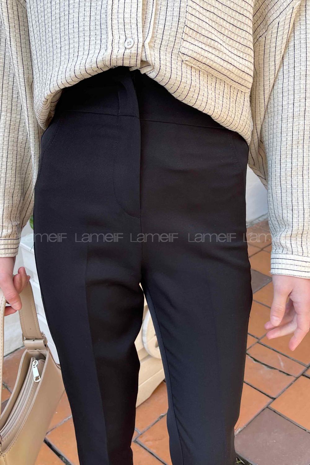 Black Cotton Fabric High Waist Comfortable Pants