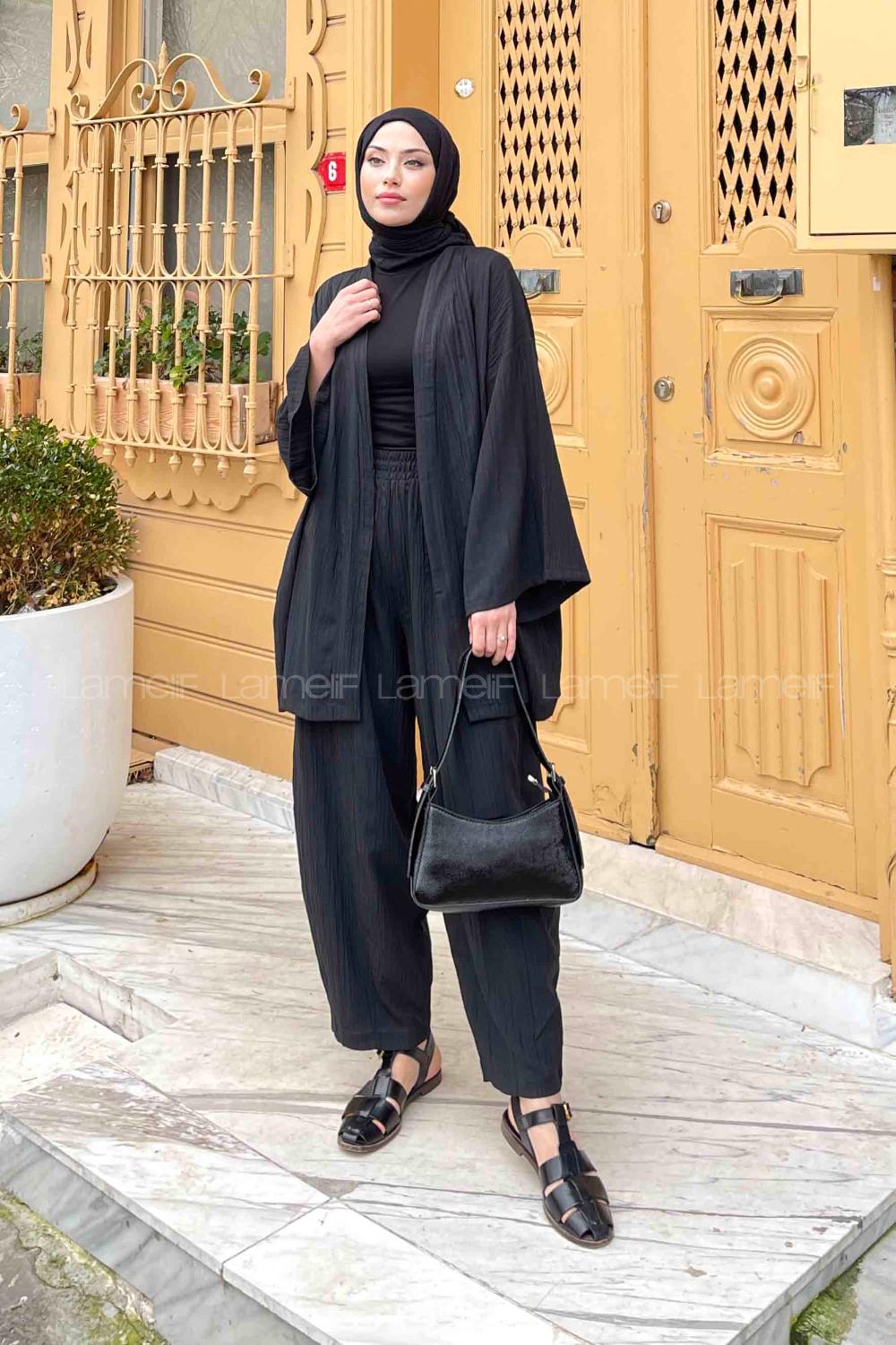 Black Crew Neck Suit