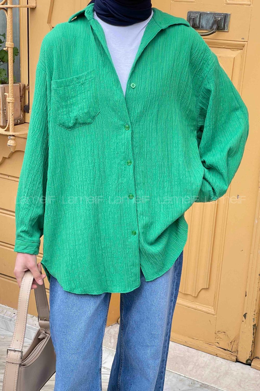 Lamelif Kraşlı Gömlek Yeşil