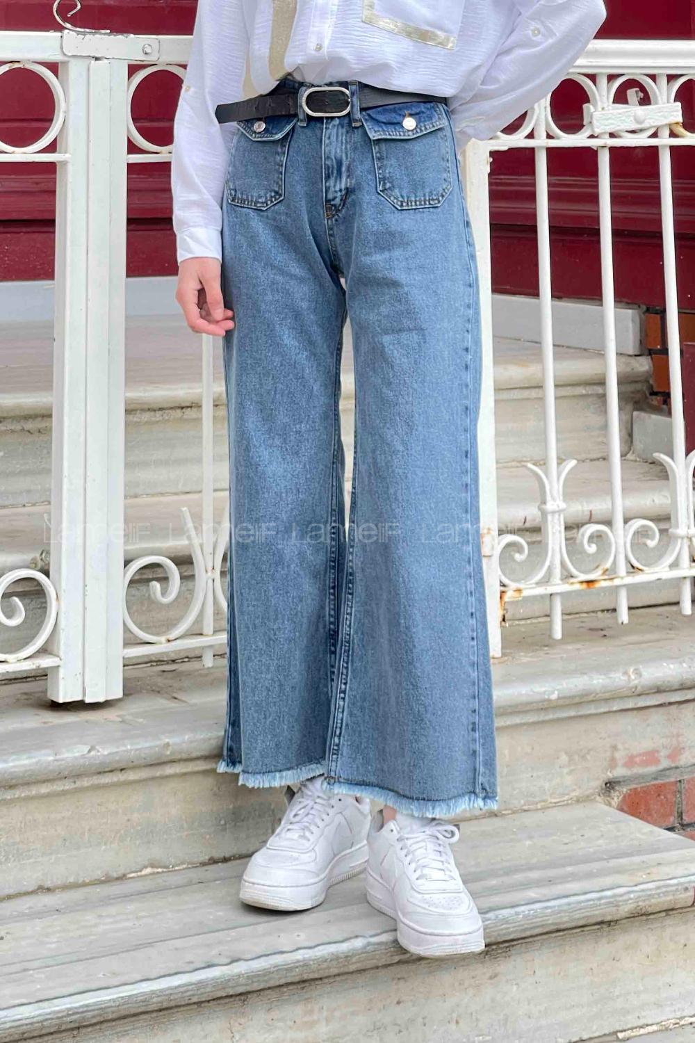 Blue-1 Denim Normal Waist Denim Pants