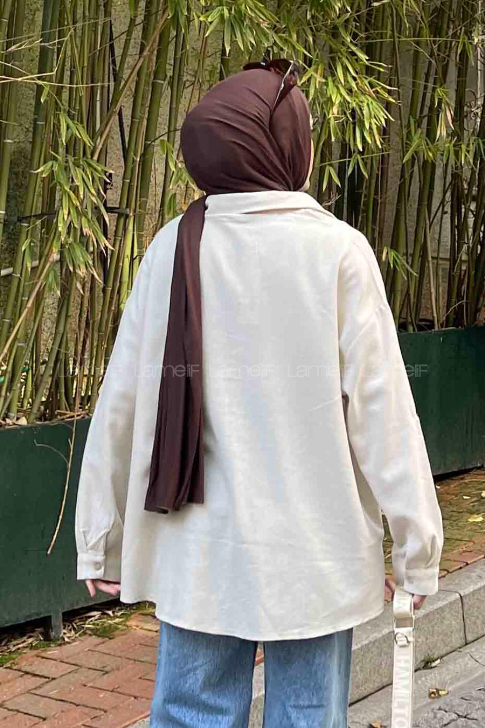 Lamelif Keten Gömlek Taş Rengi