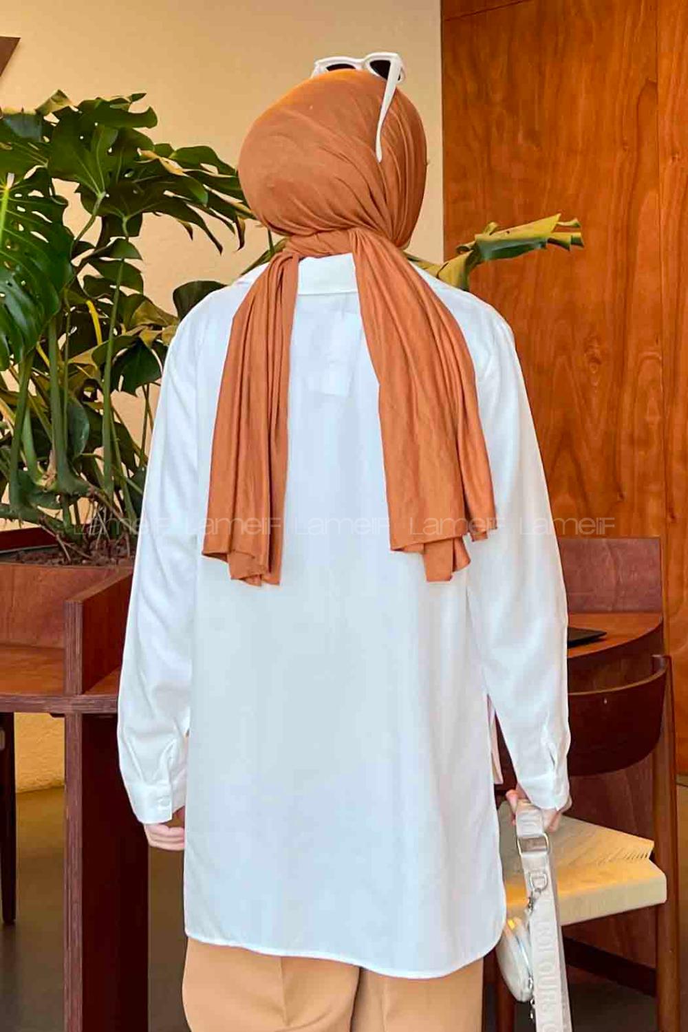 White Shirt Collar Long Arm Viscose Fabric Shirt