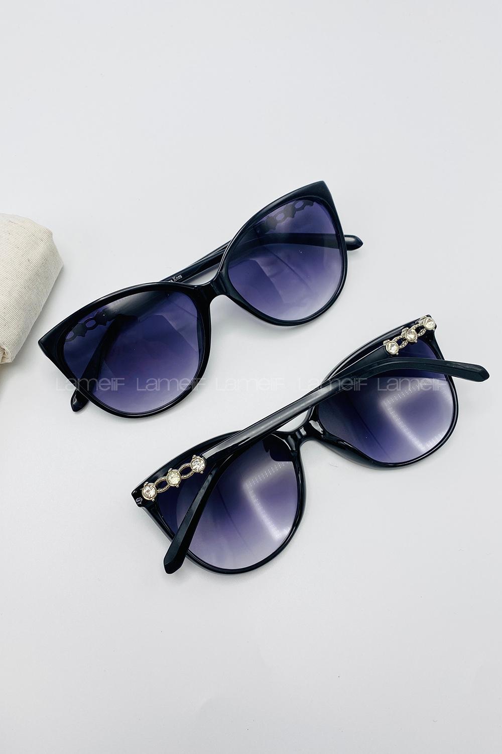 Lamelif Cates Siyah Taş Detaylı Güneş Gözlüğü