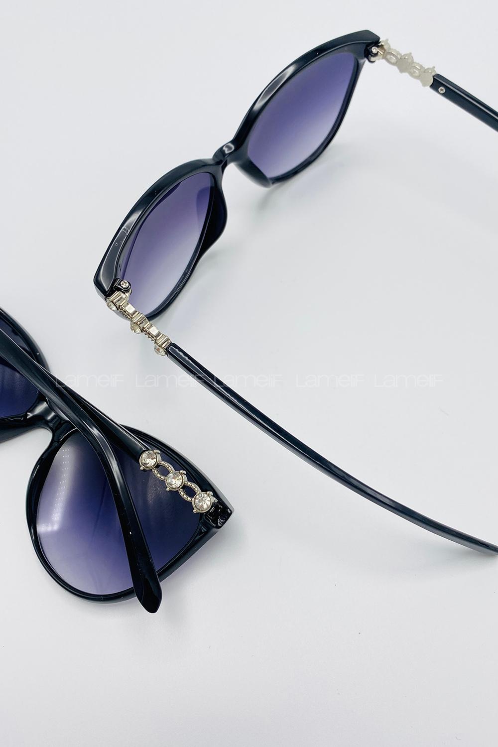 Lamelif Cates Siyah Taş Detaylı Güneş Gözlüğü