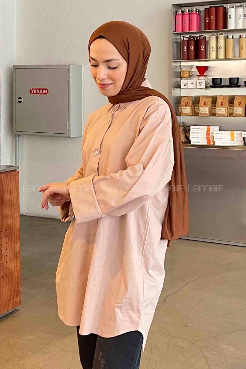 Powder Shirt Collar Bat Sleeve Arm Poplin Fabric Unprinted Shirt