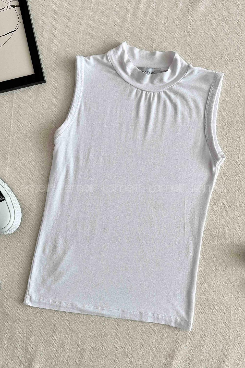 White Crew Neck Zero Arm Combed Fabric Body